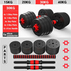 Conjunto de mancuernas ajustables 2 en 1, con barras, multifuncionales 10KG-15KG-20KG-30KG. Conjunto de pesas con conexión de barra combinable libremente, 10/15KG/20KG/30KG... Ajustable, mancuernas cortas y largas, cierres en forma de estrella y tubo de c