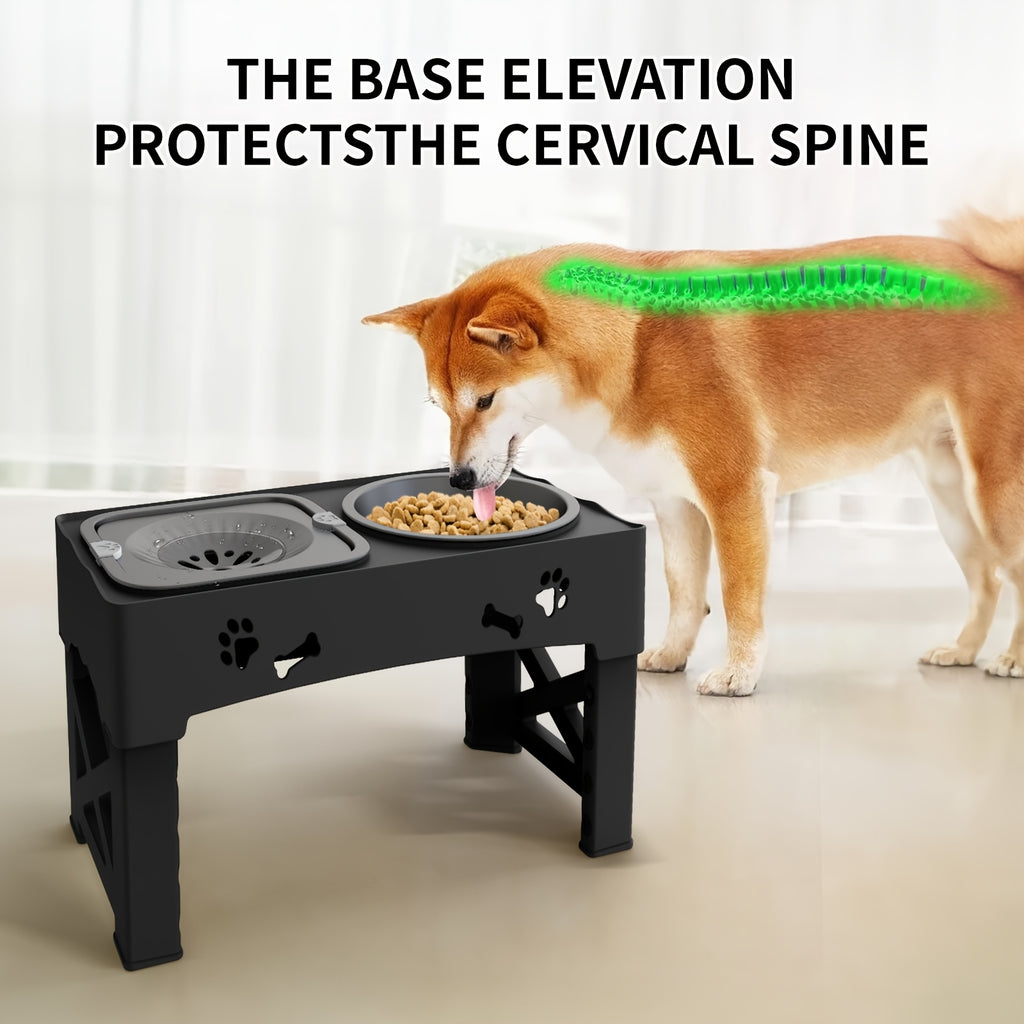 Comedero para mascotas | 1 Set Comedero Elevado para Mascotas, Soporte Ajustable de Doble Tazón para Perros y Gatos, Estación de Alimentación