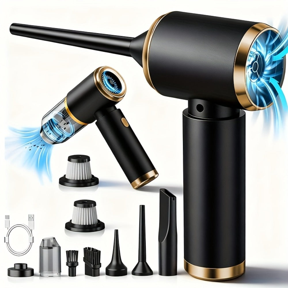Aspiradora de mano inalámbrica, aspiradora doméstica, diseño ligero, con función de soplado y succión, carga USB, viene con varios accesorios, adecuada para limpiar polvo, migas de snacks, pelo, apta para sofás, alfombras, escritorios y escaleras.