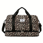 Maleta moderna con estampado de leopardo y amplio espacio, con compartimento separado para zapatos, correa de hombro ajustable, ideal para el gimnasio, yoga y escapadas de fin de semana, así como actividades de ocio y camping al aire libre