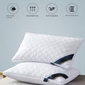 Juego de 2 almohadas de cama de calidad hotelera – Almohadas de apoyo suaves y respetuosas con la piel con alta resiliencia, comodidad transpirable para quienes duermen de lado, boca arriba y boca abajo, almohadas de cama para toda estación, acogedor rega