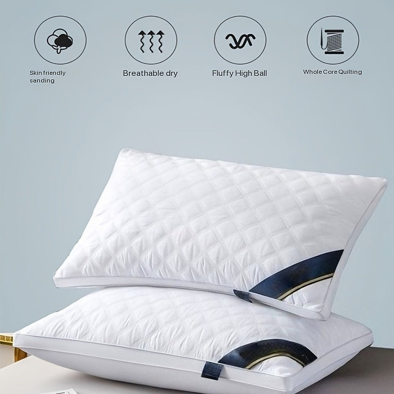 Juego de 2 almohadas de cama de calidad hotelera – Almohadas de apoyo suaves y respetuosas con la piel con alta resiliencia, comodidad transpirable para quienes duermen de lado, boca arriba y boca abajo, almohadas de cama para toda estación, acogedor rega
