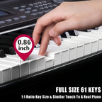 Teclado de Piano Digital de 61 Teclas con Micrófono, Teclado de Piano Musical Portátil, Teclado Electrónico Multifuncional, Instrumento Musical de Teclado para Piano, Regalos de Cumpleaños para Principiantes (Con Pantalla LCD)