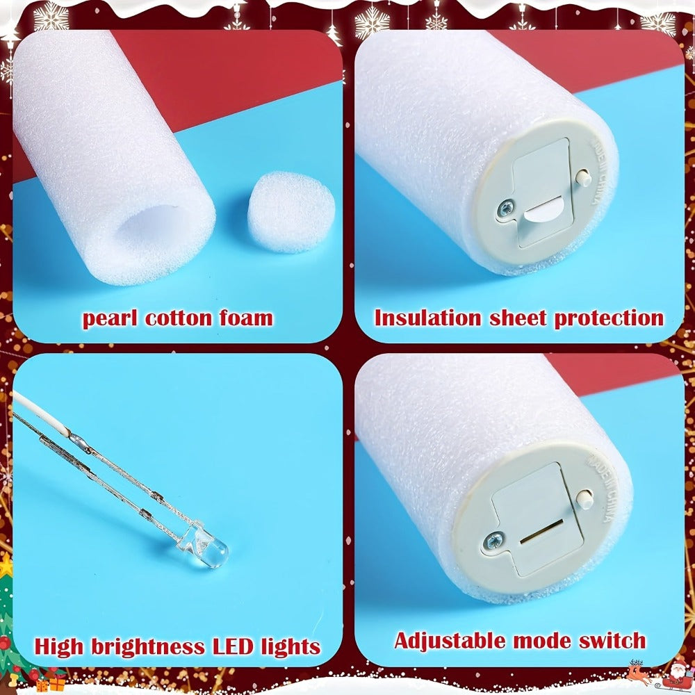 Un set de 60 recuerdos de fiesta variados para la temporada navideña, que incluye varitas de espuma LED que se iluminan en tres modos diferentes. Estas varitas luminosas que brillan en la oscuridad son perfectas para Halloween, decoraciones navideñas, Acc