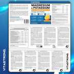 Vitastrong Magnesio y Potasio Fórmula 10 en 1, Sobres de Suplemento Multivitamínico de Potasio y Magnesio, 24 Barras con Vitamina C y Complejo B, Sin Sacarosa, Sin Gluten, Sabor a Naranja