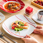 Juego de vajilla de porcelana de 18/30 piezas, servicio combinado, tazas, platillos, platos de postre, platos planos para sopa y platos llanos, servicio de café