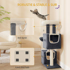 Árbol para Gatos de 98 cm, Árbol Pequeño con Perchas, Múltiples Niveles, Casa para Gatos con 2 Cuevas, Poste Rascador de Sisal y Hamaca
