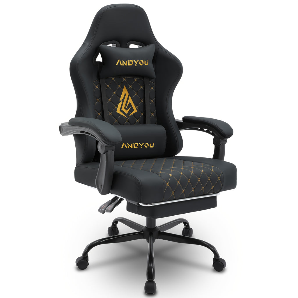 Silla de oficina | Silla de gaming Andyou con reposapiés, silla ergonómica de ordenador para juegos, silla de tarea giratoria y ajustable con