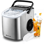 Máquina de cubitos de hielo LEENON, productora de cubitos de hielo de 12 kg, 8 cubitos listos en 6 minutos, máquina de cubitos de hielo negra con asa portátil, 12 kg/24 H, máquinas de cubitos de hielo autolimpiables