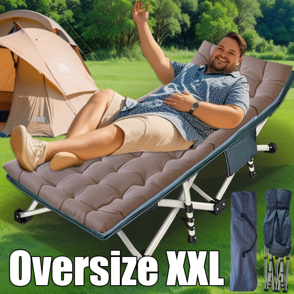 Cama de campaña plegable extragrande para adultos, con colchón grueso, 300 kg-400 kg, cama de exterior de alta resistencia con bolsa de transporte, cama portátil para viajes al aire libre, camping, playa, vacaciones
