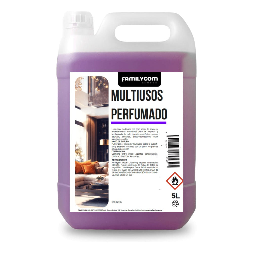 Limpiador Multiusos Profesional con Pulverizador - 5L - Perfumado y Concentrado - Limpieza de Cristales, Cocina, Baño y todo tipo de Superficies