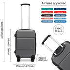 1 pieza de maleta de cabina de 20 pulgadas (55 cm) de ABS prémium con candado de combinación seguro para viajes sin esfuerzo, regreso a clases, regalo de vacaciones