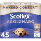 Scottex Acolchado Papel Higiénico Acolchado, Rollos con 3 Capas que Proporcionan Confort y Suavidad