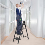 Escalera de 2/3/4 peldaños, escalera plegable con pedal ancho antideslizante, escalera doméstica, taburete multifuncional, fácil de guardar, carga máxima de 150 kg, escalera para el hogar, oficina, negra