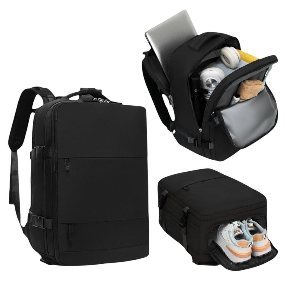 Mochila de Viaje para Cabina de Avion 45x30x20 para Vuelo Barato Equipaje de Mano y Espaciosa con Compartimento para Zapatos y Mochila Antirrobo Multifuncional para Viajes 2210.