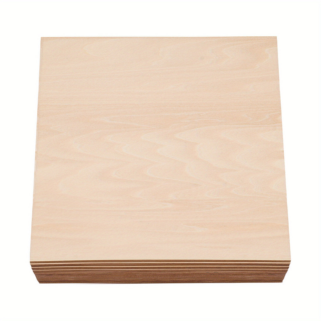 Paquete de 30 hojas de madera de abedul sin terminar de 12 x 12 x 1/8 pulgadas - 3 mm de grosor, ideal para manualidades.
