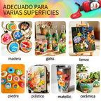 TBC The Best Crafts Juego de 24 Pinceles de Colores, 10 Pinceles Profesionales + Esponja + Cuchillo de Pintura, Incluye 250 ml (8.45 oz) de Pintura Acrílica por Cada Uno, No Tóxico, para Uso Artístico Profesional