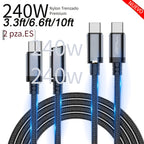 Cable USB-C de carga rápida 240W para móvil tableta y portátil | 240W y 201.17 cm