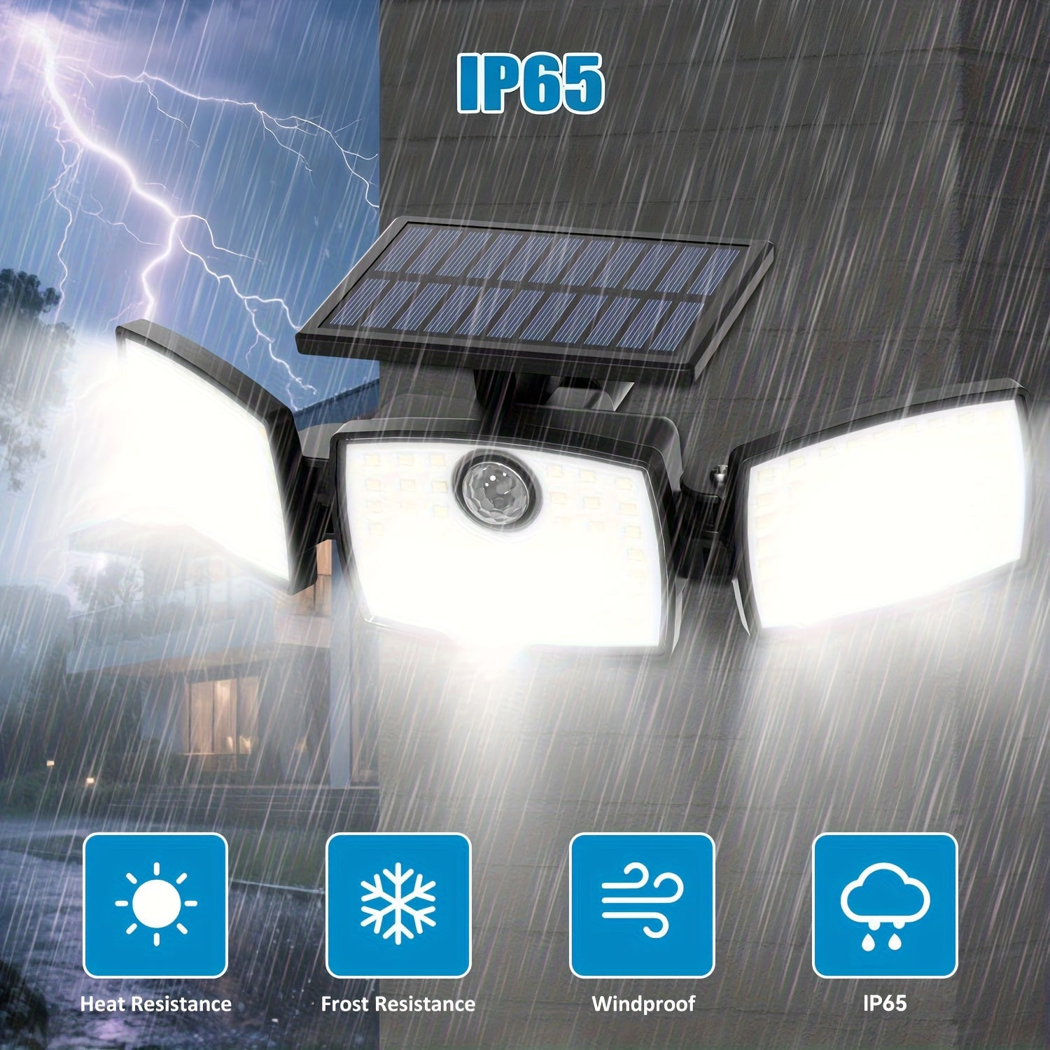 Luz solar LED con sensor de movimiento 2 piezas | Para jardín, patio, garaje y seguridad exterior