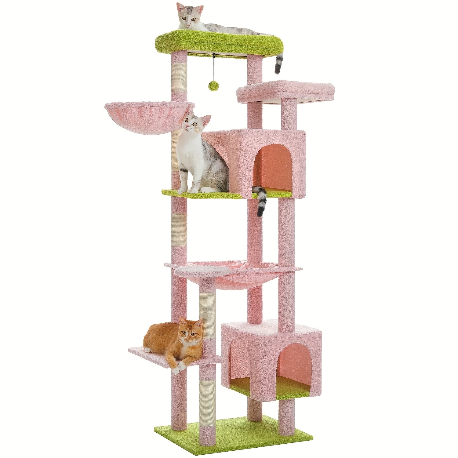 Pawz Road 175Cm Árbol para Gatos Altos para Gatos Grandes de Interior, Torre Grande para Gatos Adultos con Hamaca Súper Grande, Torre para Gatos con Postes para Rascar, Casa Tipo Condominio y Plataforma Superior Grande