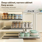 Organizador de gabinete extraíble ajustable de 2 piezas/1 pieza, 3 rieles deslizantes, cajones extraíbles, fácil instalación, ancho ajustable, apto para fregaderos, gabinetes, despensa, baño, ideal para almacenamiento de cocina, organización de cocina