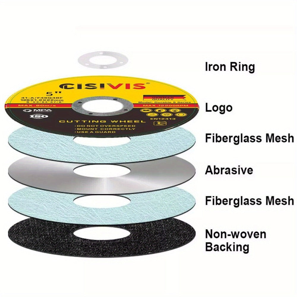 50 unidades 125mm CUCHILLA DE CORTE DE METAL ULTRA FINA 1mm PARA ACERO Y ÁNGULO INOXIDABLE