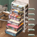 Carrito de Almacenamiento Rodante de 5/6 Niveles con Cajones, Estantes y Soportes para Archivos, Gabinete con Cajones y Ruedas Desmontables y Material PP Duradero, Caja de Cajones Transparente Fácil de Limpiar para Oficina, Dormitorio, Almacenamiento de R