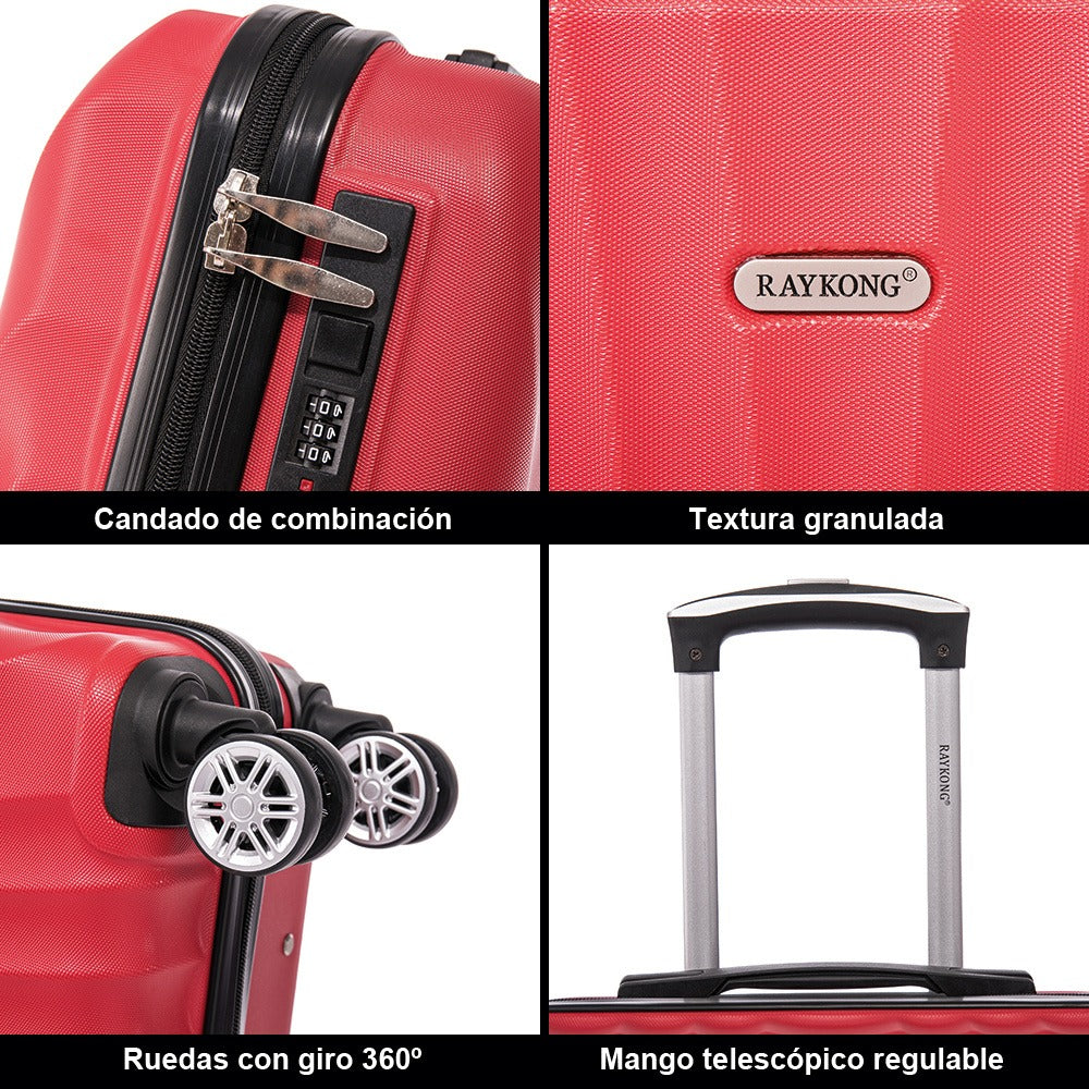 Maleta Cabina ABS 55x40x20cm (44L)- 20 Pulgadas - Negro/Azul/RosaDorado/Plateado/Amarillo/Rojo/Turquesa/Verde/Menta/Morada