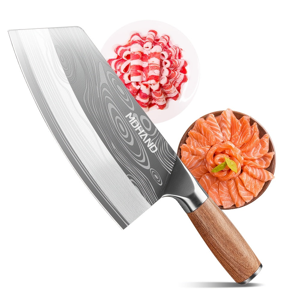 Cuchillo de cocina | 1 pieza Cuchillo de cocina de acero de Damasco, afilado como una cuchilla para rebanar y desmenuzar en la cocina, dureza de