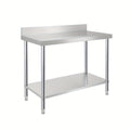 Encimeras de acero inoxidable para cocina con protector contra salpicaduras, incluye patas ajustables y estante inferior extra grande, carga máxima de 250 kg