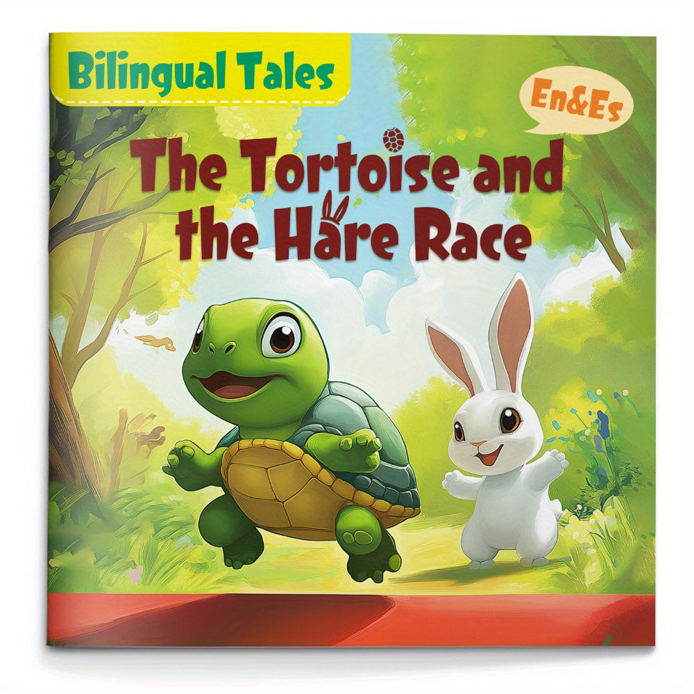 Libro de cuentos bilingüe El tortuga y el conejo | Leyenda clásica para niños | Enseña paciencia y perseverancia | Aprende temprano