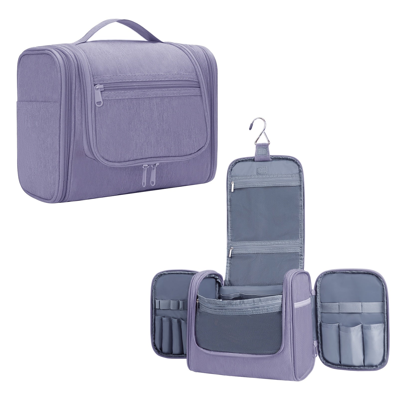 Bolsa de Aseo Colgante con Múltiples Bolsillos y Gancho, Organizador de Maquillaje Elegante para Mujeres y Hombres, Cierre de Cremallera Duradero, Diseño con Asa Superior, Bolsa de Viaje para Aseo, Regalo de Navidad