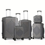 Juego de Equipaje 5 en 1, Maleta de Viaje con Estuche de Cosméticos, Juego de Maletas Rígidas con Ruedas Giratorias, Equipaje con Estuche de Tocado, Equipaje de Mano y 4 Protectores de Esquina, Maletas ABS Ligeras y Portátiles para Viajes y Negocios (12"1
