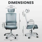 RELAXTY Silla de Oficina Ergonómica – Ajustable y Reclinable con Reposacabezas, Soporte Lumbar, Malla Transpirable y Ruedas 360° | Soporta Hasta 100 kg