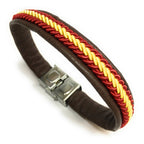 Pulsera De Piel Bandera De España (Hecho a Mano) | Complementos de Moda Unisex para Hombres y Mujeres de Estilo Atemporal y Elegante | Regalos Originales y Exclusivos