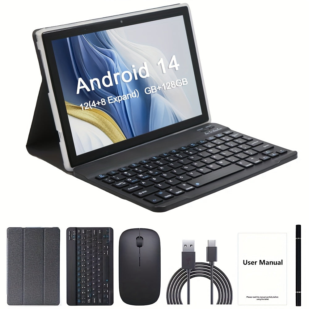Cámara de seguridad | Tableta ITMEIPC de 10.1 pulgadas con sistema operativo Android 14, tableta 2 en 1 con teclado, ratón, funda, lápiz óptico