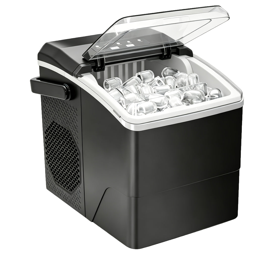 Fabricante de hielo comercial de doble uso con diseño de tapa transparente, refrigeración eficiente, duradero, ideal para restaurantes y bares, perfecto para cocinas de oficina