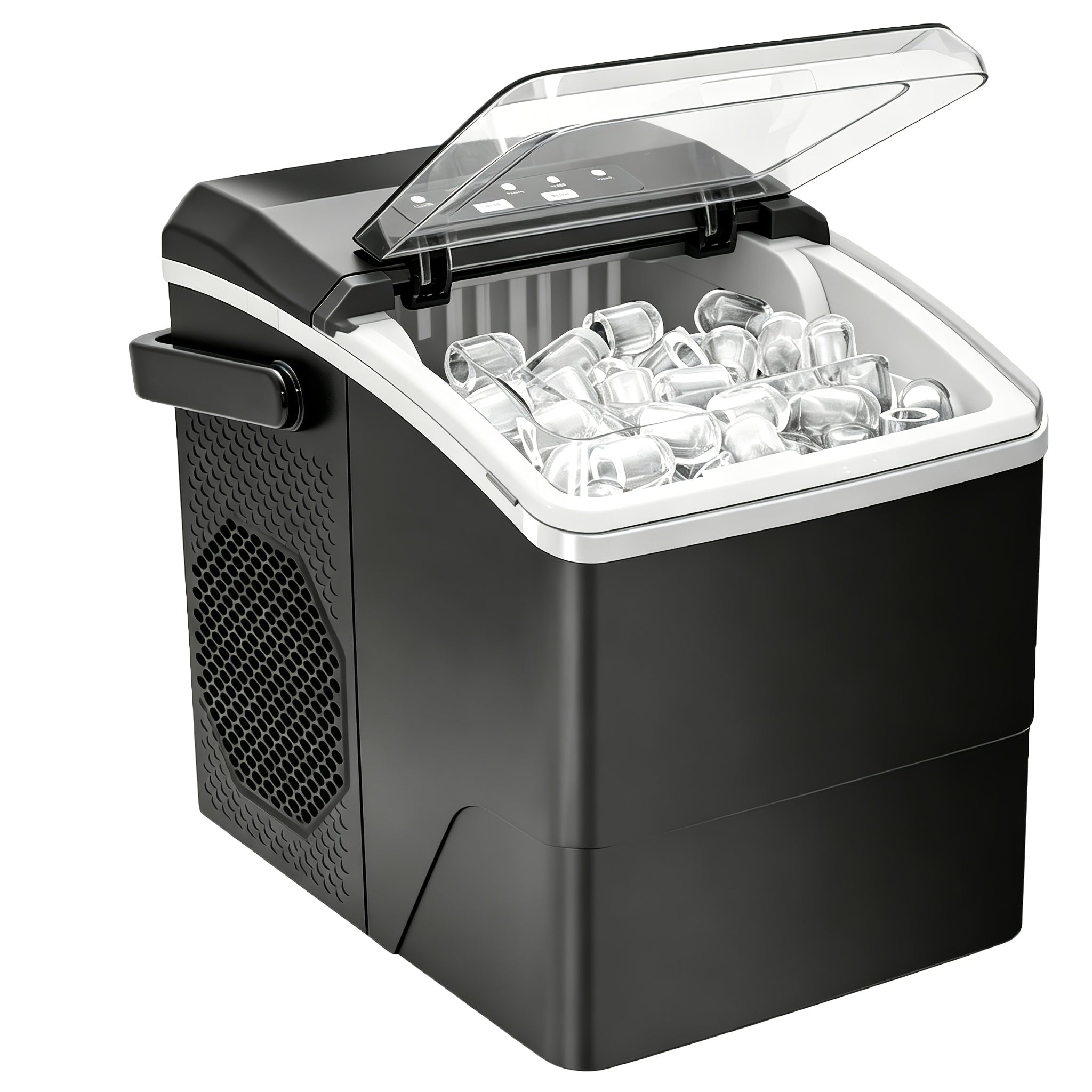 Fabricante de hielo comercial de doble uso con diseño de tapa transparente, refrigeración eficiente, duradero, ideal para restaurantes y bares, perfecto para cocinas de oficina