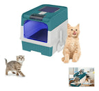 Caja de Arena para Gatos Espaciosa con Tapa Arenero - A Prueba de Fugas, Diseño Plegable, Soporta hasta 14.97 KG, Incluye Pala, Sin Rastro para Limpieza Fácil, Construcción Duradera de ABS/PE/Silicona, Forma Rectangular, Caixa de Arena para Gatos Extra Gr