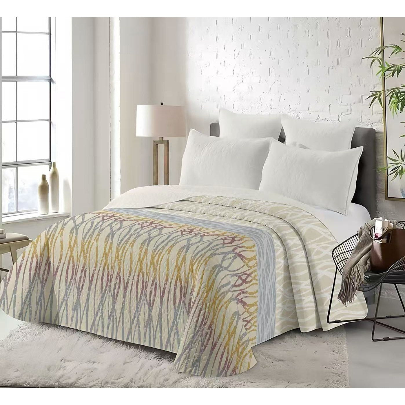 Colcha de Verano Reversible de Doble Cara con Estampado y Color Liso, Cubrecama Ligero para Decoración del Dormitorio Medida Disponible 190cm*260cm Vale para Cama90/105 medida240cm*260cm vale para cama de 135/150