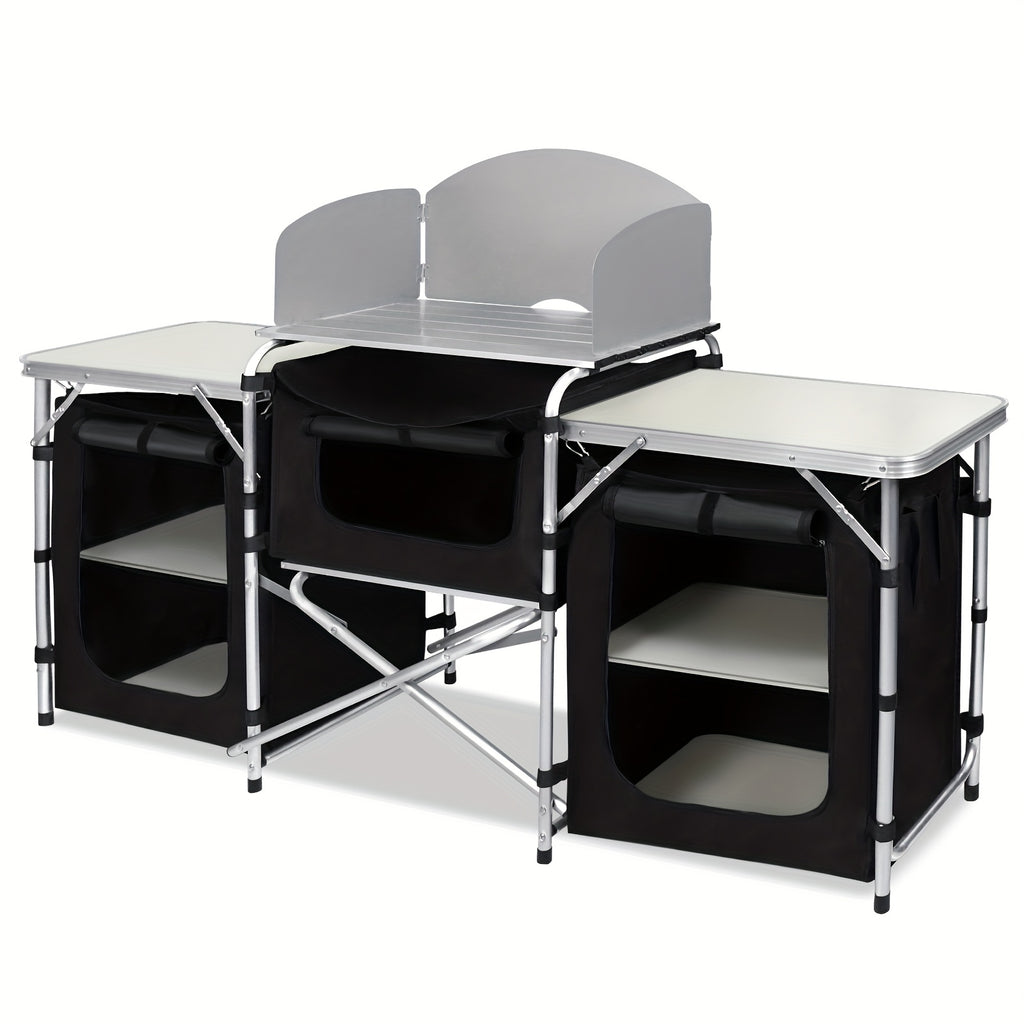 Cocina de Camping Plegable con Marco de Aluminio y Bolsa de Transporte, Gabinete Móvil para Exteriores, Cocina de Viaje, Caja de Cocina, Gabinete para Tienda de Campaña