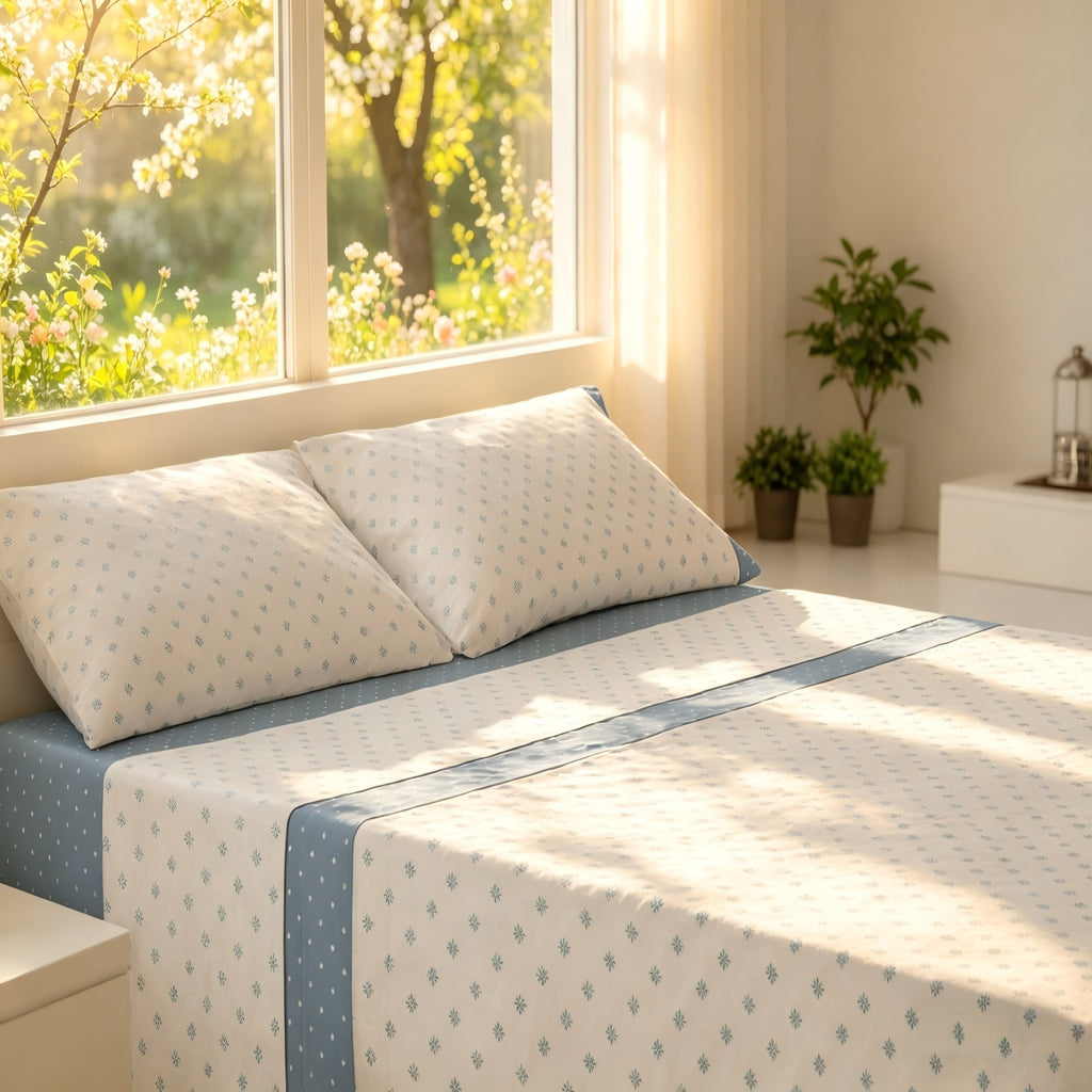 Juego de cama de 3/4 piezas apto para todas las estaciones, que incluye una sábana, una sábana ajustable y fundas de almohada. Medidas: 90 cm, 105 cm, 135 cm, 150 cm y 180 cm