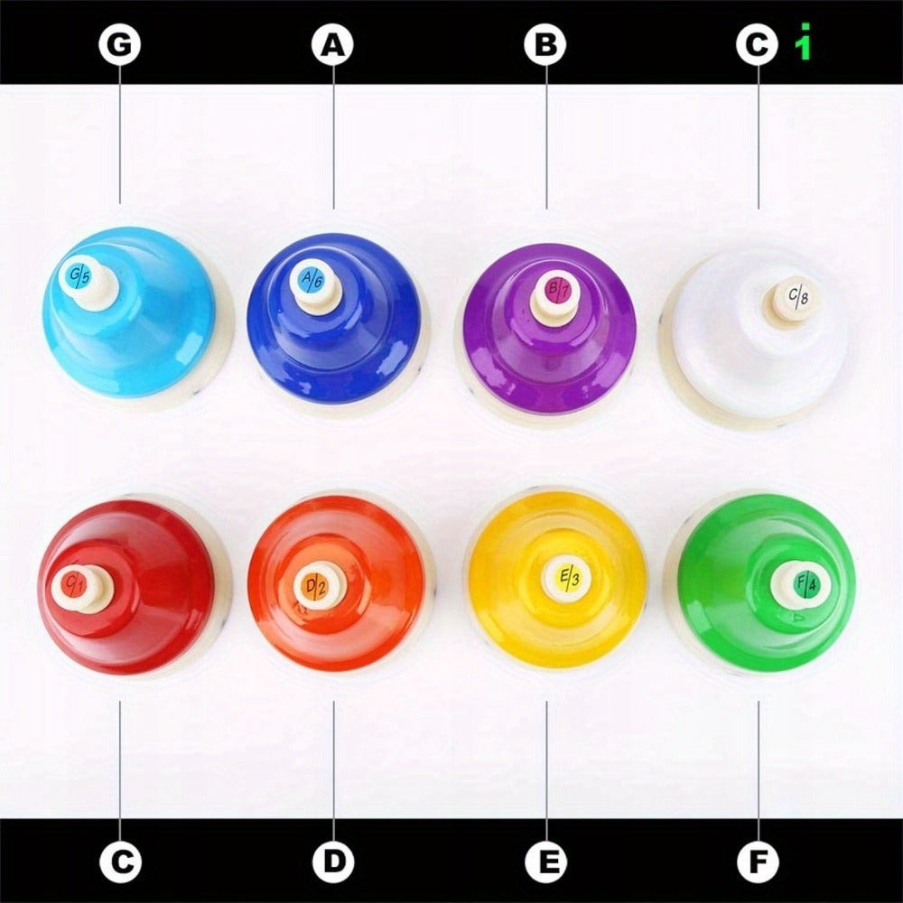 Campana de 8 Tonos C D E F G A B C con Colores Brillantes, Fácil de Tocar para el Desarrollo Musical y la Inteligencia - 8X Presión Manual