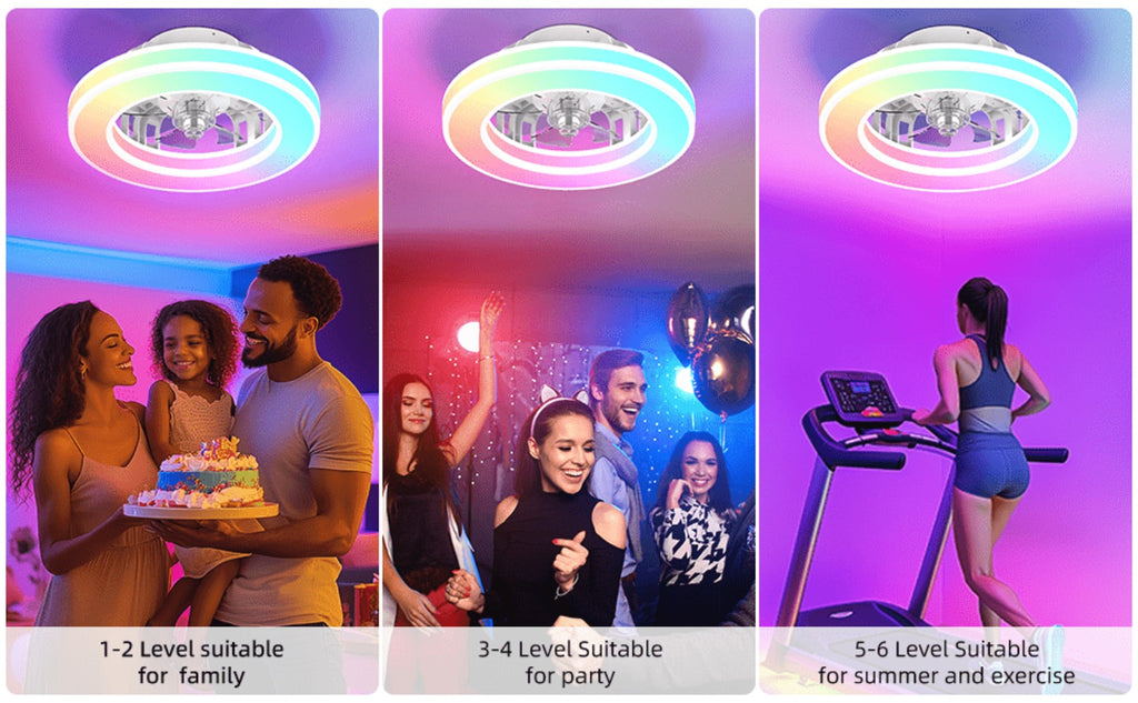 Ventilador de techo con luz de 41.5 cm, ventiladores de techo silenciosos de 25 W, regulable 3000K-6500K-RGB, 6 velocidades de viento con control remoto, temporizador, memoria de luz, ventilador reversible