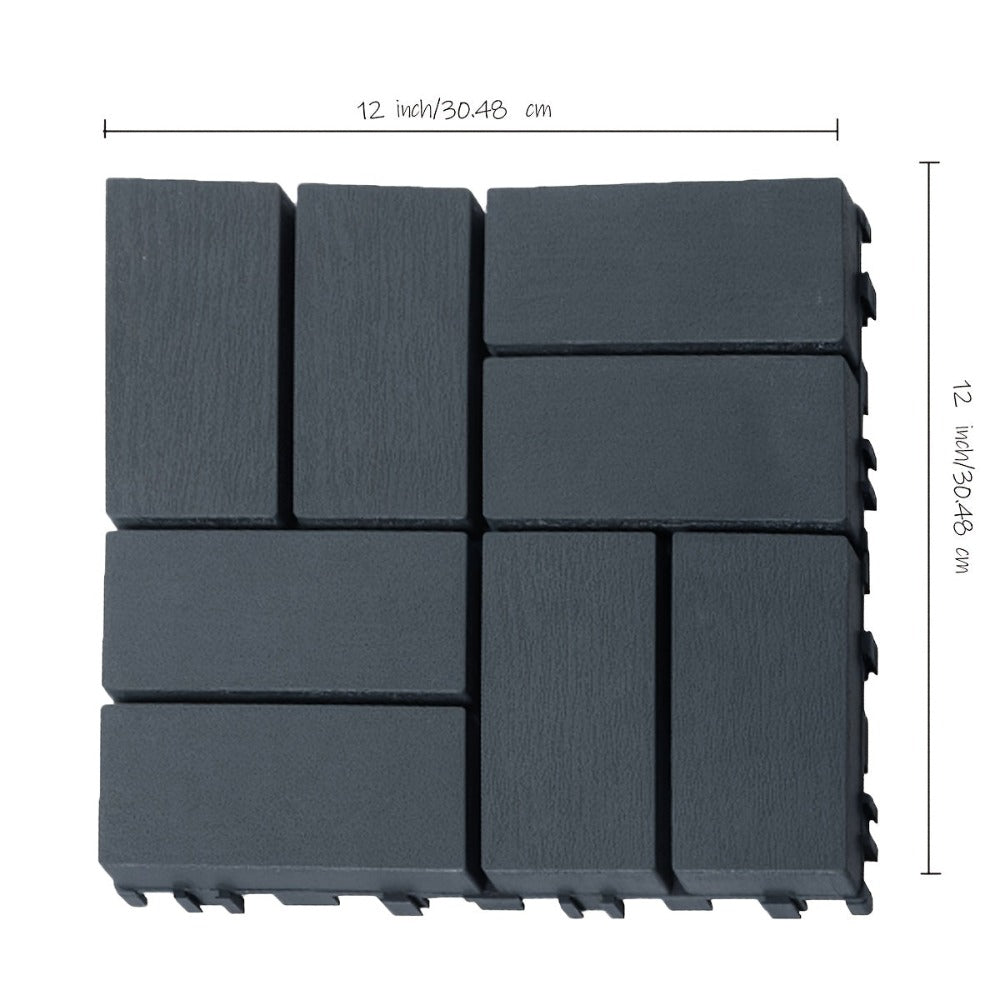 Paquete de 27/44 baldosas de plástico entrelazadas para terraza, adecuadas para piscina, balcón, patio trasero, porche, pavimentos impermeables para patio exterior con sistema de enclavamiento, instalación a presión, baldosas para terraza de bajo mantenim