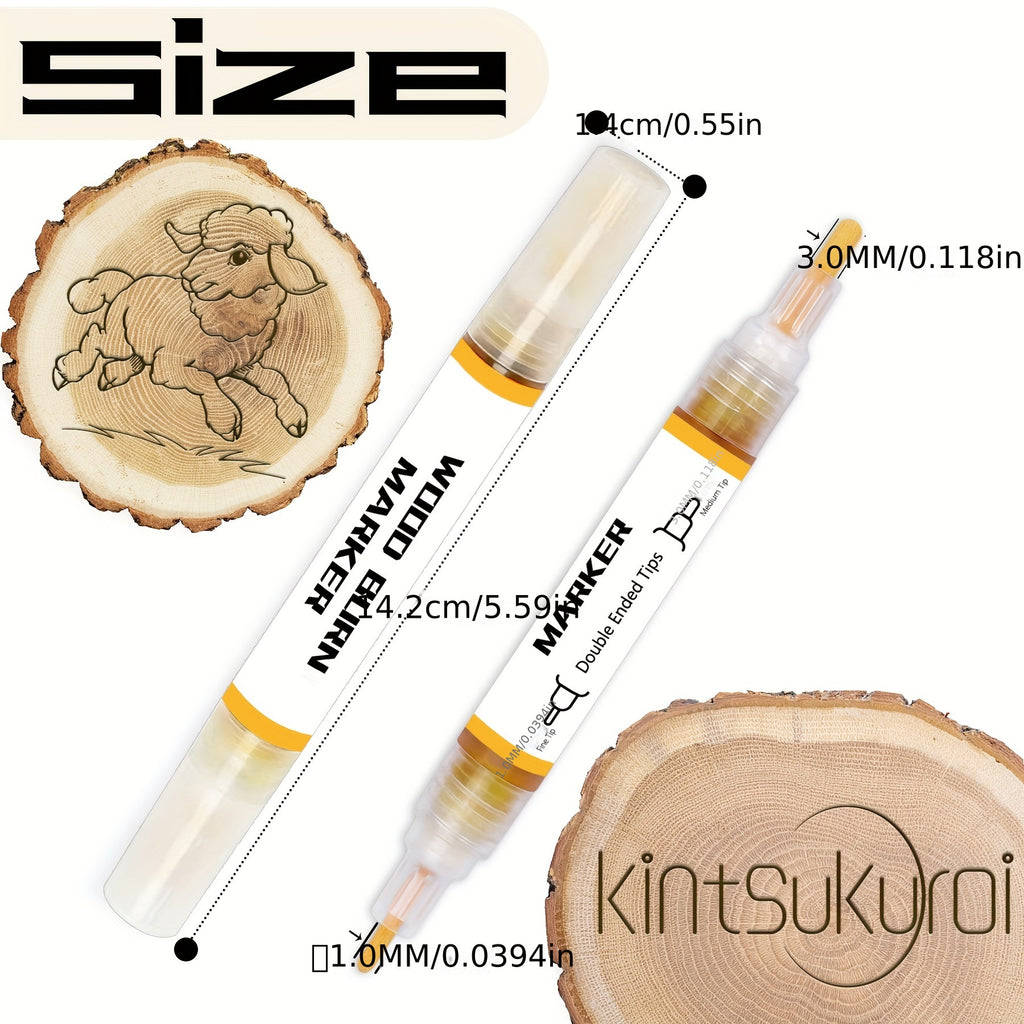Marcador para quemar madera, 4 piezas de bolígrafo para pirograbado, marcador de pasta para pirograbado artístico de doble cara, para quemar diseños con precisión y facilidad en madera y manualidades, apto para principiantes y bricolaje en madera