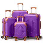 Juego de equipaje rígido morado oscuro combinado con marrón, 4/5 piezas, maleta rígida expandible con ruedas giratorias, equipaje de viaje ligero (12/16/20/24/28 pulgadas)