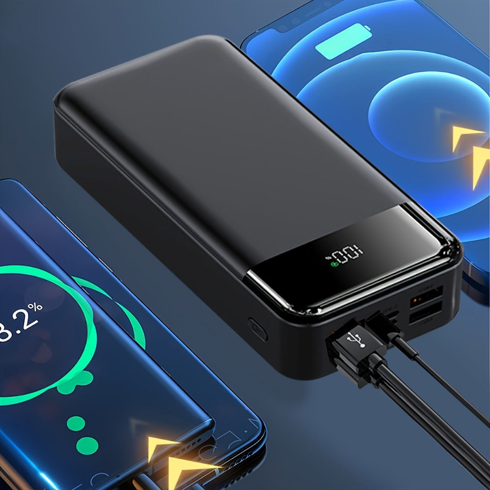 Power Bank de Alta Capacidad 50000mAh con Carga Súper Rápida, Interfases USB/Type-C/Micro, Equipado con Lámpara LED y Pantalla de Nivel de Batería. Adecuado para Cargar Rápido iPhone y Dispositivos Android. Fuente de Energía de Emergencia