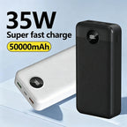 Baterías externas | Banco de energía portátil con gran capacidad de 50000mAh, pantalla LED para nivelación del batería, textura mate, carga
