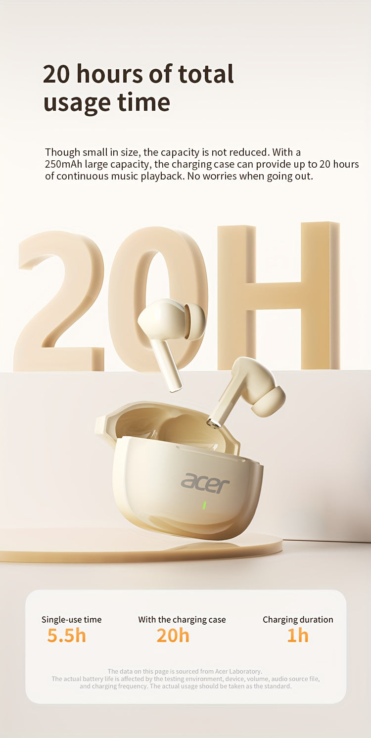 Auriculares Bluetooth | [Producto Oficial Acer] Auriculares Intrauditivos Inalámbricos TWS | Estéreo con Graves Profundos | Baja Latencia para